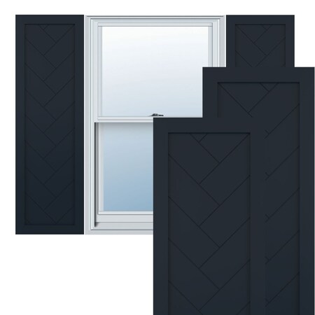 PVC Single Panel Herringbone Modern Style Fixed Mount Shutters Starless Night Blue, 12W X 55H